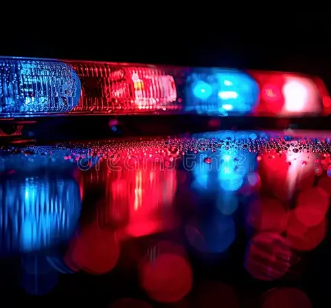 Police car with flashing lights